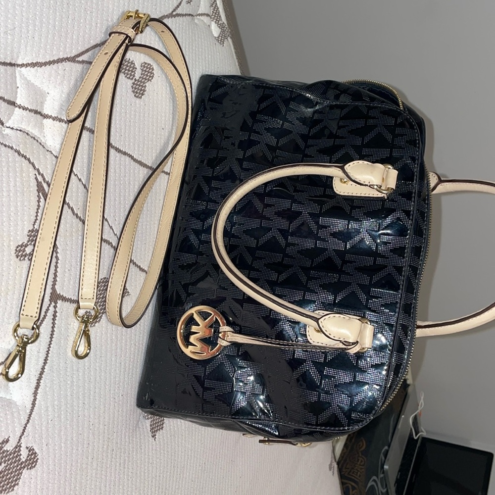 Large Black Metallic Mirrored Michael Kors Bag Y2K